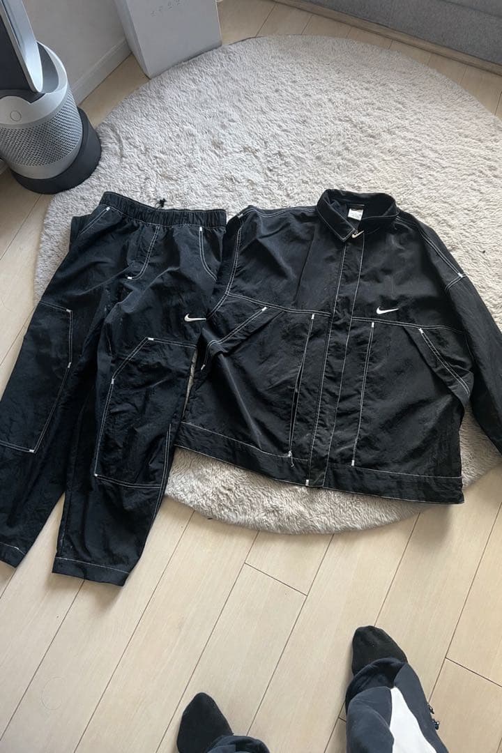 Nike ナイロンジャケット・パンツセット L ブラック　セットアップ