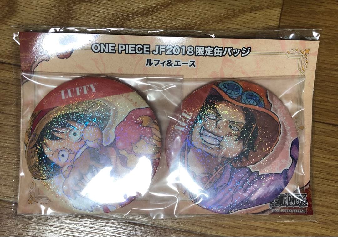 希少 未開封 ワンピース JF 2018 限定 缶バッジ ルフィ エース