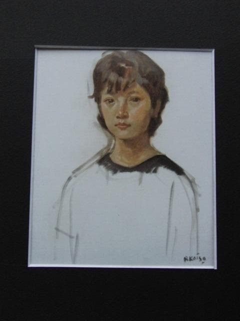 小磯良平、【D嬢の像（正面）】、希少な限定額装用画集画、新品高級額