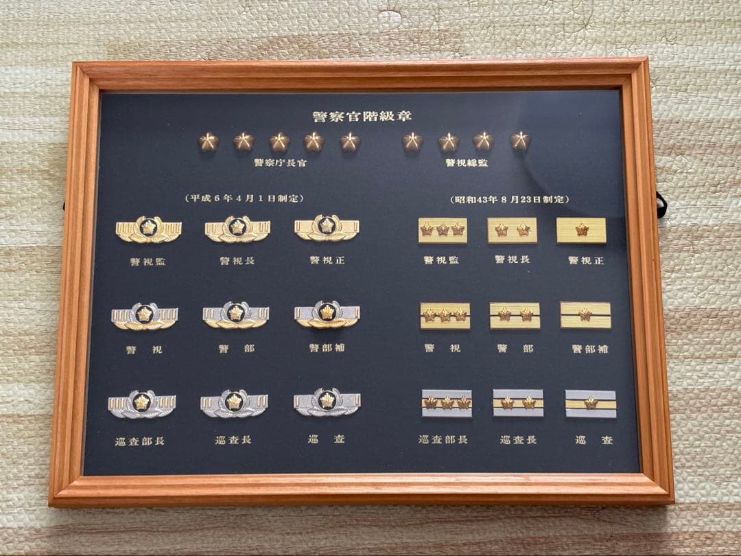 警察　階級章　記念盾　バッジ　額　レプリカ
