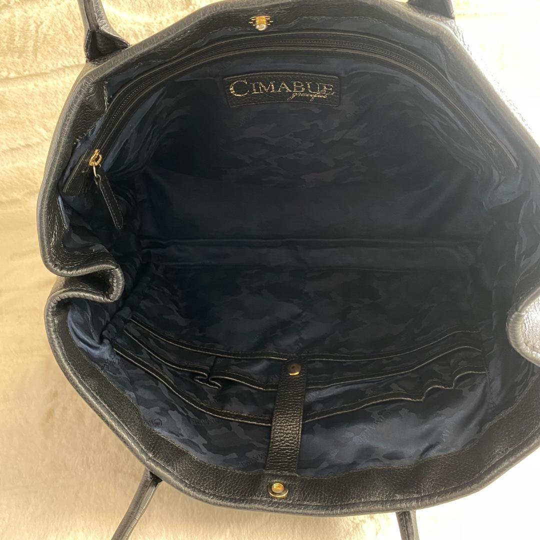 CIMABUE 大容量トートバッグ A4 シボ革 黒 ゴールド金具 メンズ - メルカリ