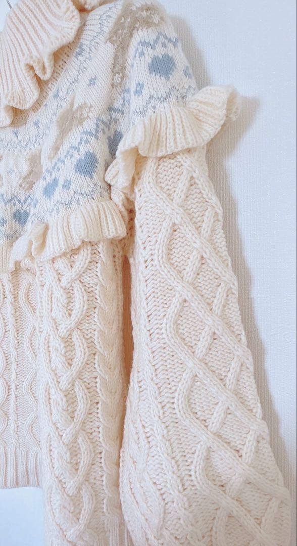 bear yoke knit tops アイボリー