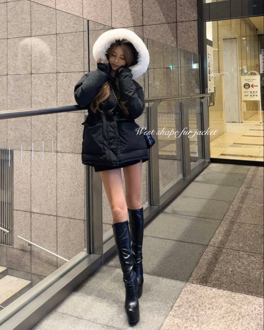 GIENGE ジーアング Waist shape fur jacket