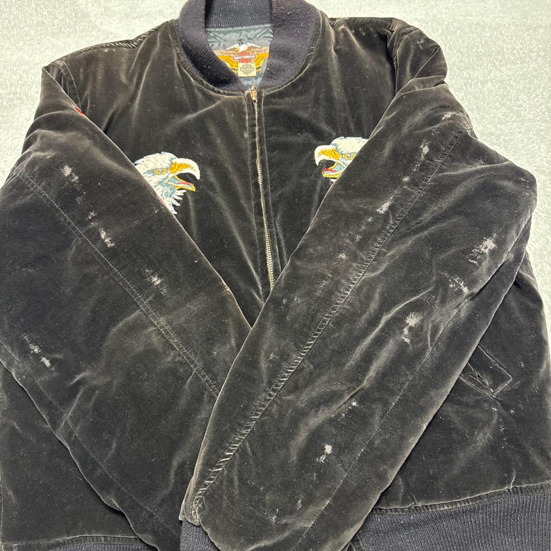 90s ハーレーダビッドソン ベロア スカジャン 別珍 イーグル