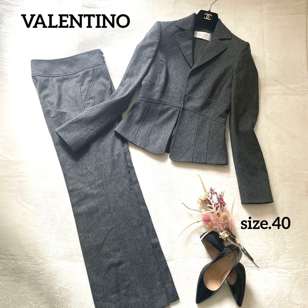 極美品⭐︎VALENTINO グレー ストライプ パンツスーツ セットアップ 40