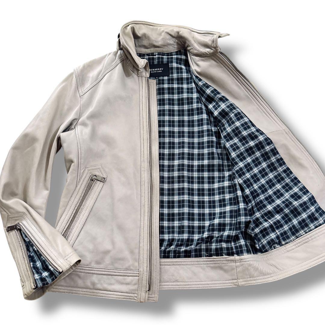 希少色 グレー BURBERRY BLACK LABEL レザージャケット M