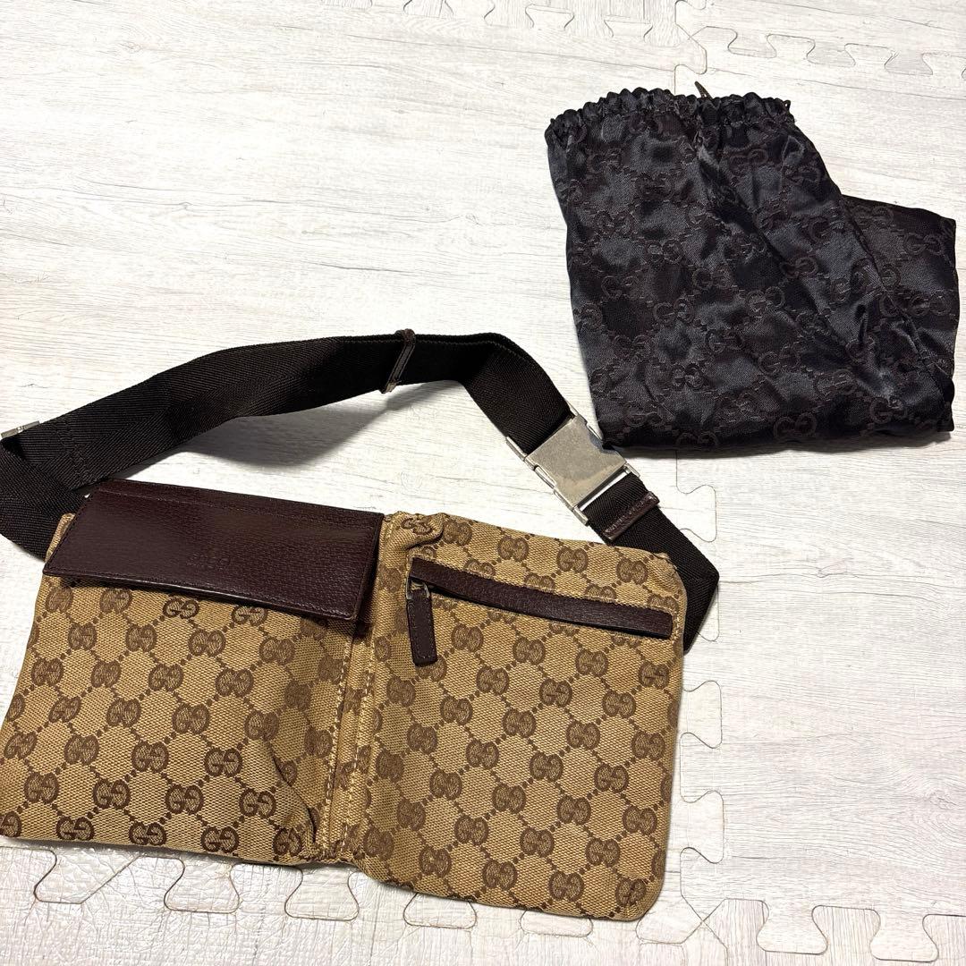 グッチ ボディバッグ GGキャンバス ショルダーバッグ ウエストバッグ