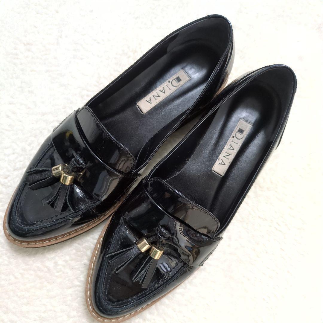 DIANA ダイアナ ブラック タッセル付き ローファー 22cm - メルカリ