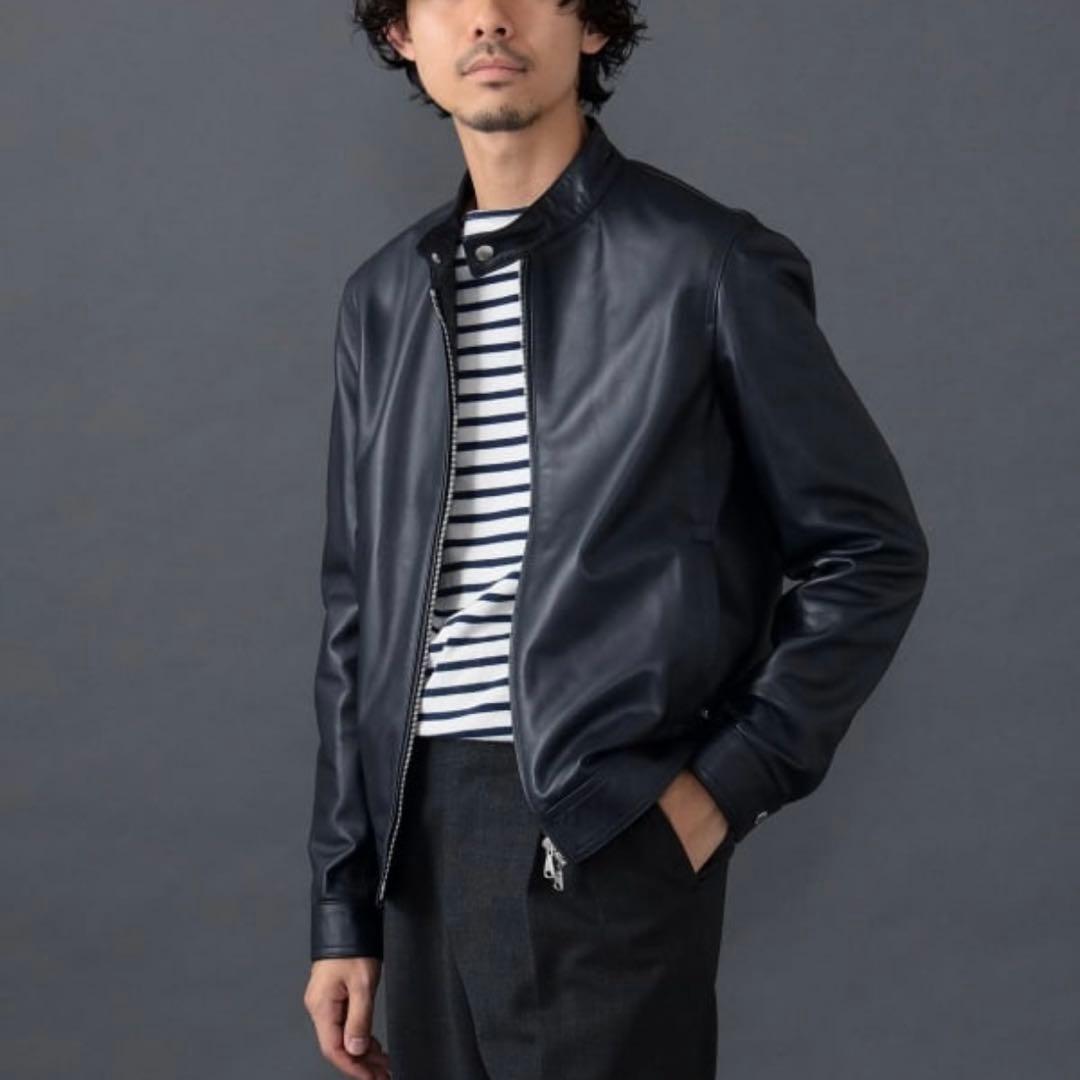 専用】EMMETI Juri シングルライダースジャケット 羊革 濃紺 46 - メルカリ