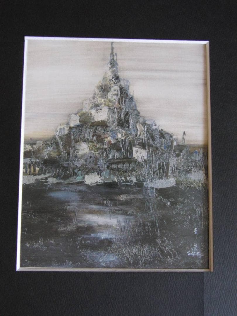 東郷青児、【古城】、希少な額装用画集より、状態良好、新品額装付