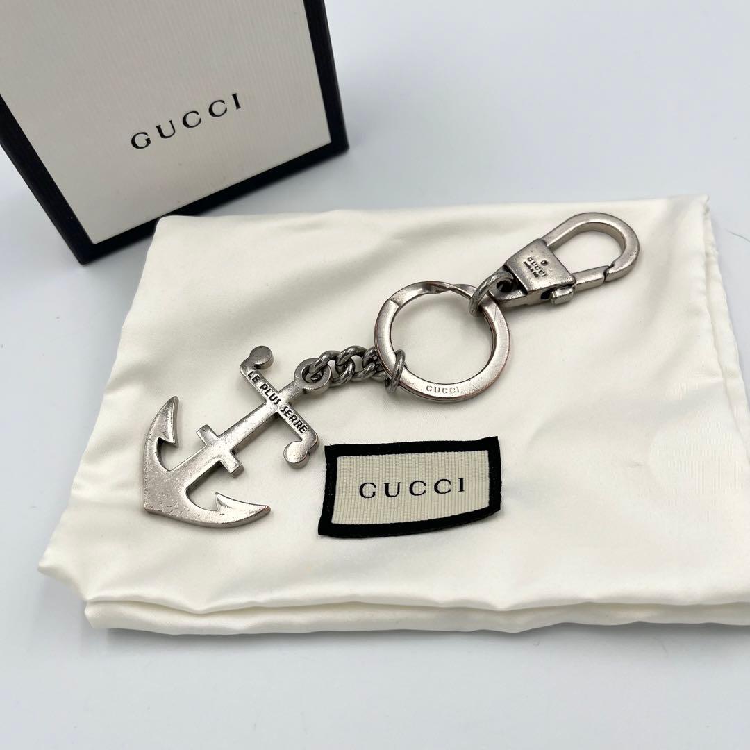 【希少】GUCCI キーホルダー　キーリング　アンカー　イカリ　ロゴ　付属品有り