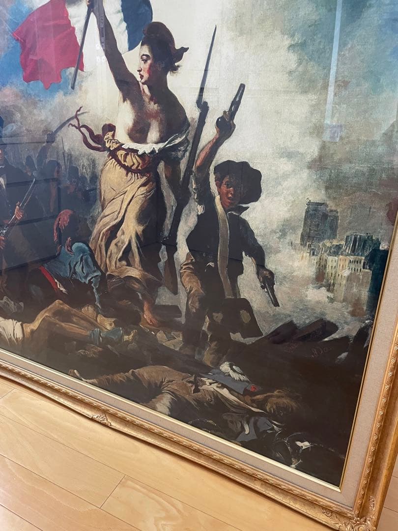 民衆を導く自由の女神ドラクロワ 額縁付レプリカ絵画 大型アート131