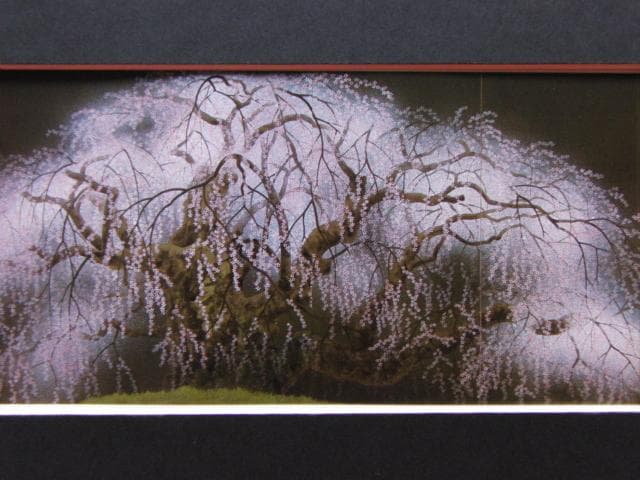 栗原幸彦、【春宵瀧桜】、希少な額装用画集より、美品、新品額装付、インテリア