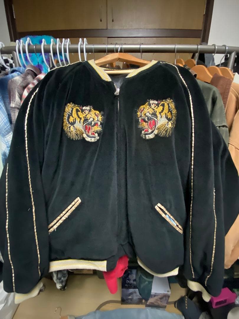 【Doragon fri】90s ヴィンテージ　ベロアスカジャン　リバーシブル