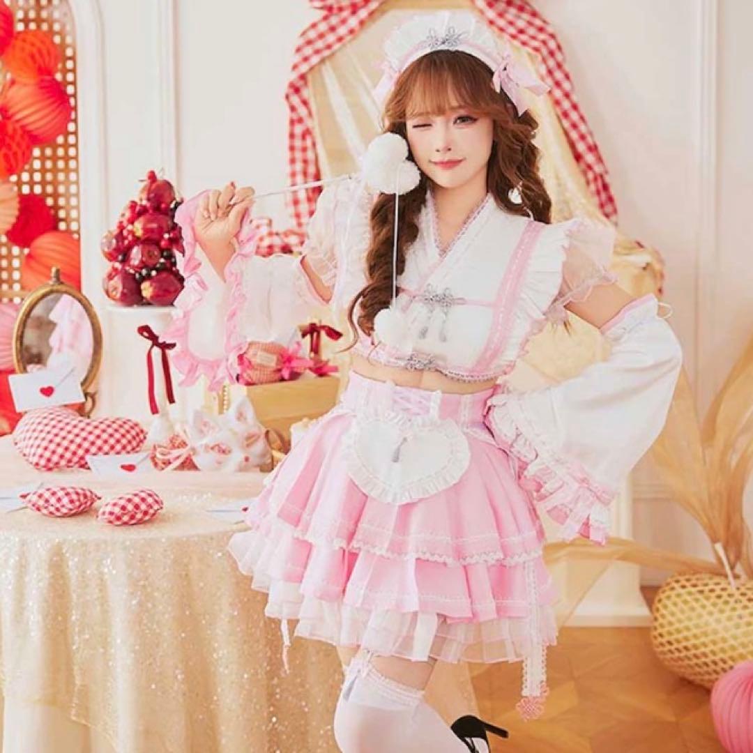 マリームーン 巫女 巫女さん メイド ピンクラブミードール巫女メイド コスプレ 即日発送】ラブミードール巫女メイド《オリジナルコスプレ7点セット