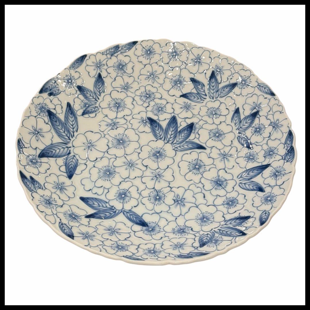 龍峰窯 染付 梅花文 プレート 大皿 和食器 花柄 青白磁 33㎝ - メルカリ