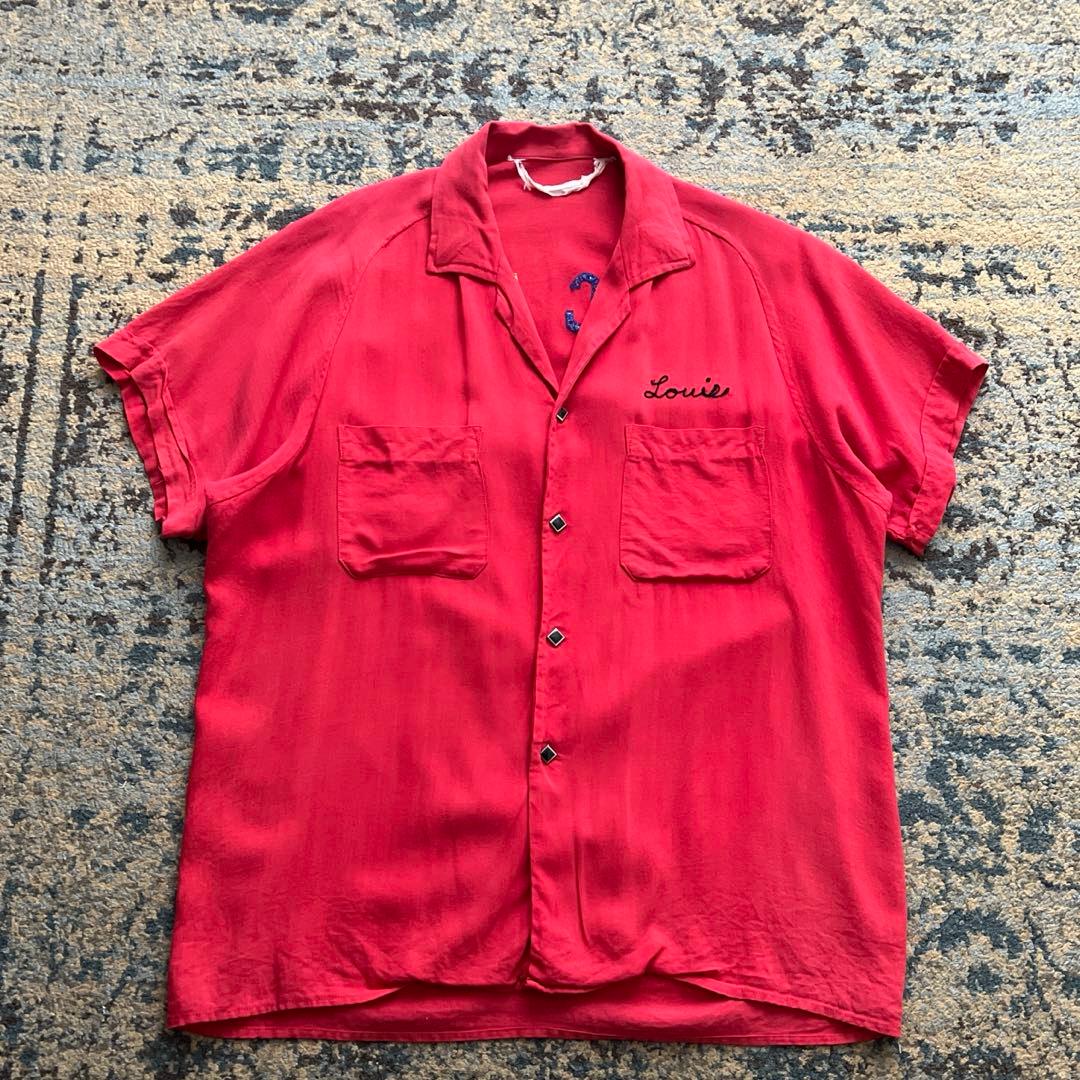 50s 60s レーヨン シャツ ボウリング チェーンステッチ ヴィンテージ