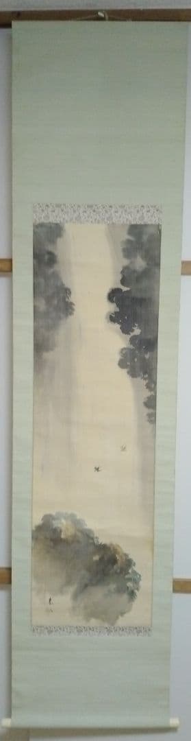 京都四条派の流れを汲む大正・昭和の日本画名匠・立脇泰山作「落瀑飛燕