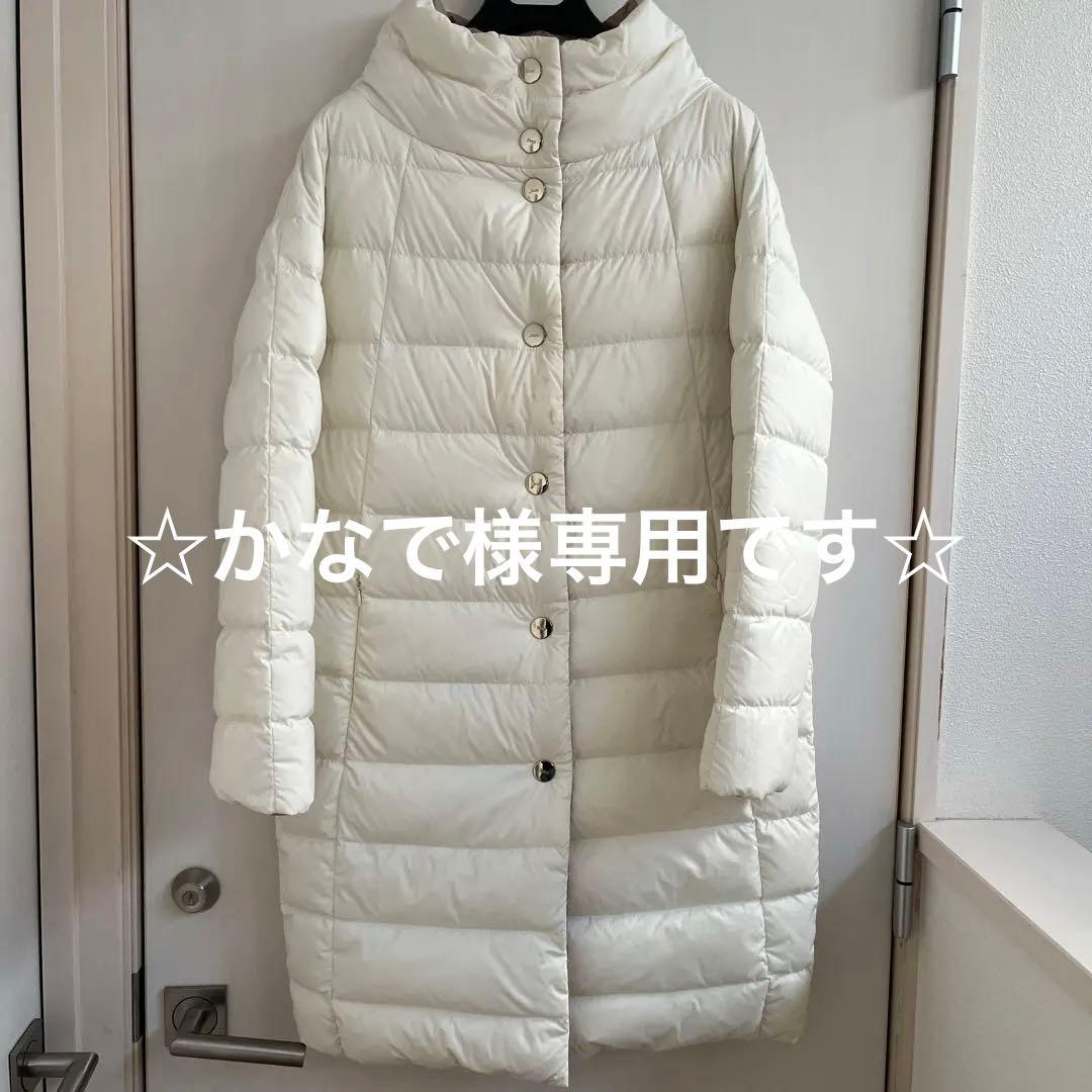 HERNO ヘルノ リバーシブルダウンミドル丈コート ホワイト&ベージュ 40