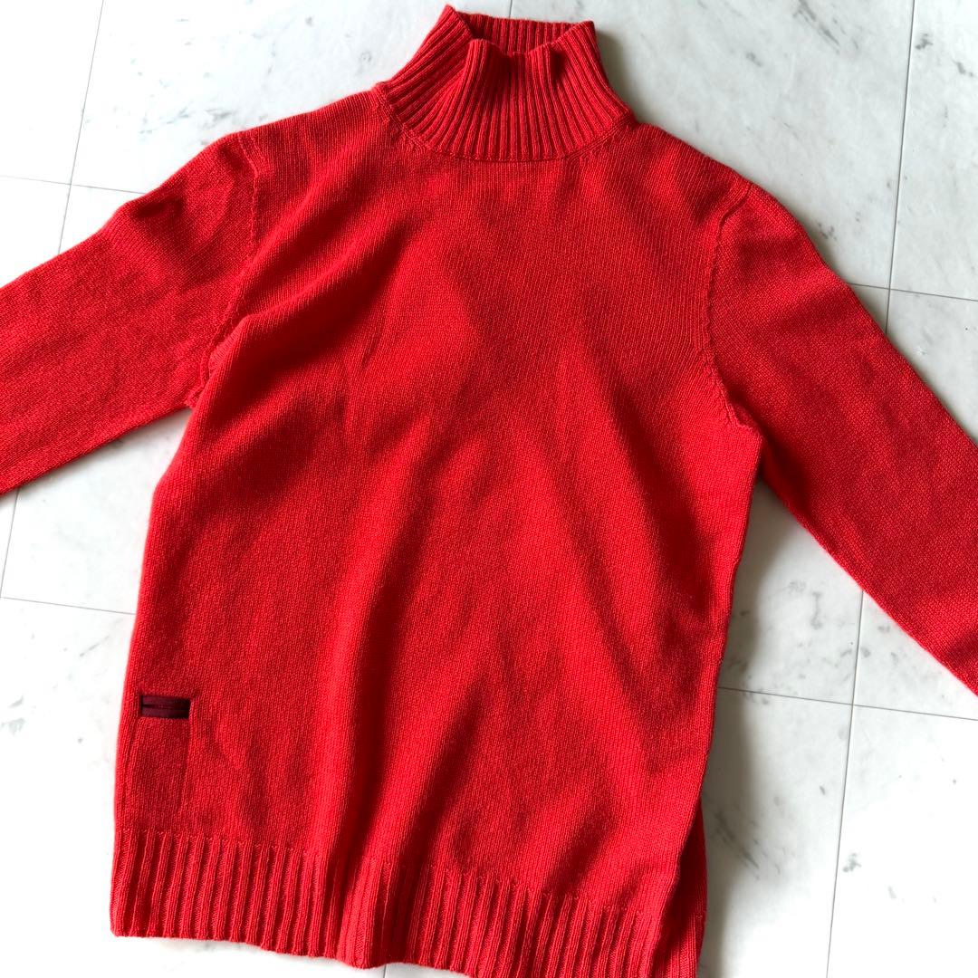 極美品 アニオナ AGNONA カシミヤ100％ ハイネックセーター オレンジ