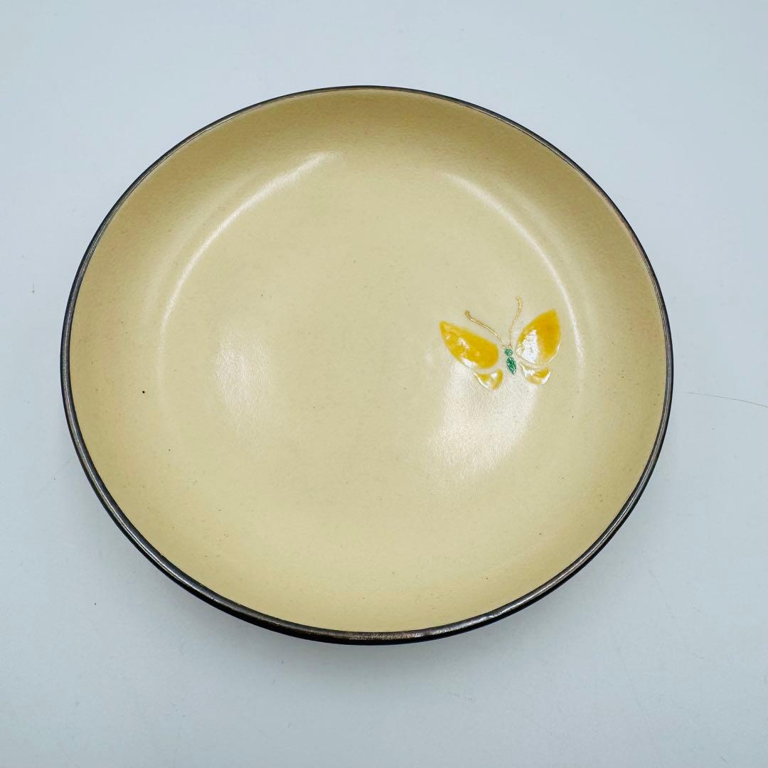 現行品 【仁清写 永楽善五郎 皿 五客 蝶 共箱】骨董 アンティーク