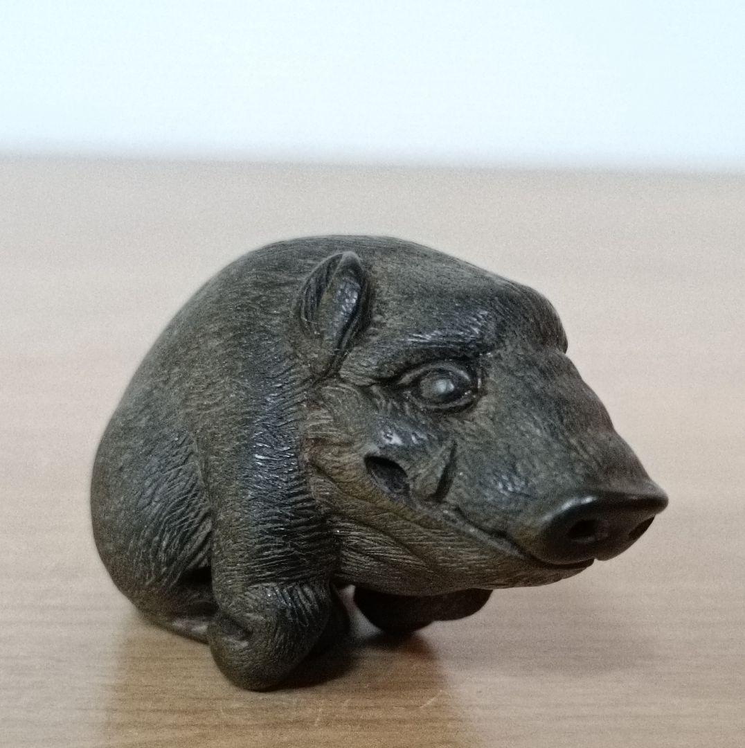 猪木彫根付　柘植根付　時代物　江戸時代　古根付