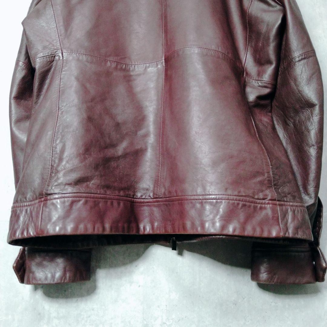 ムッシュニコル バーガンディ 羊革 50 レザー シングルライダース
