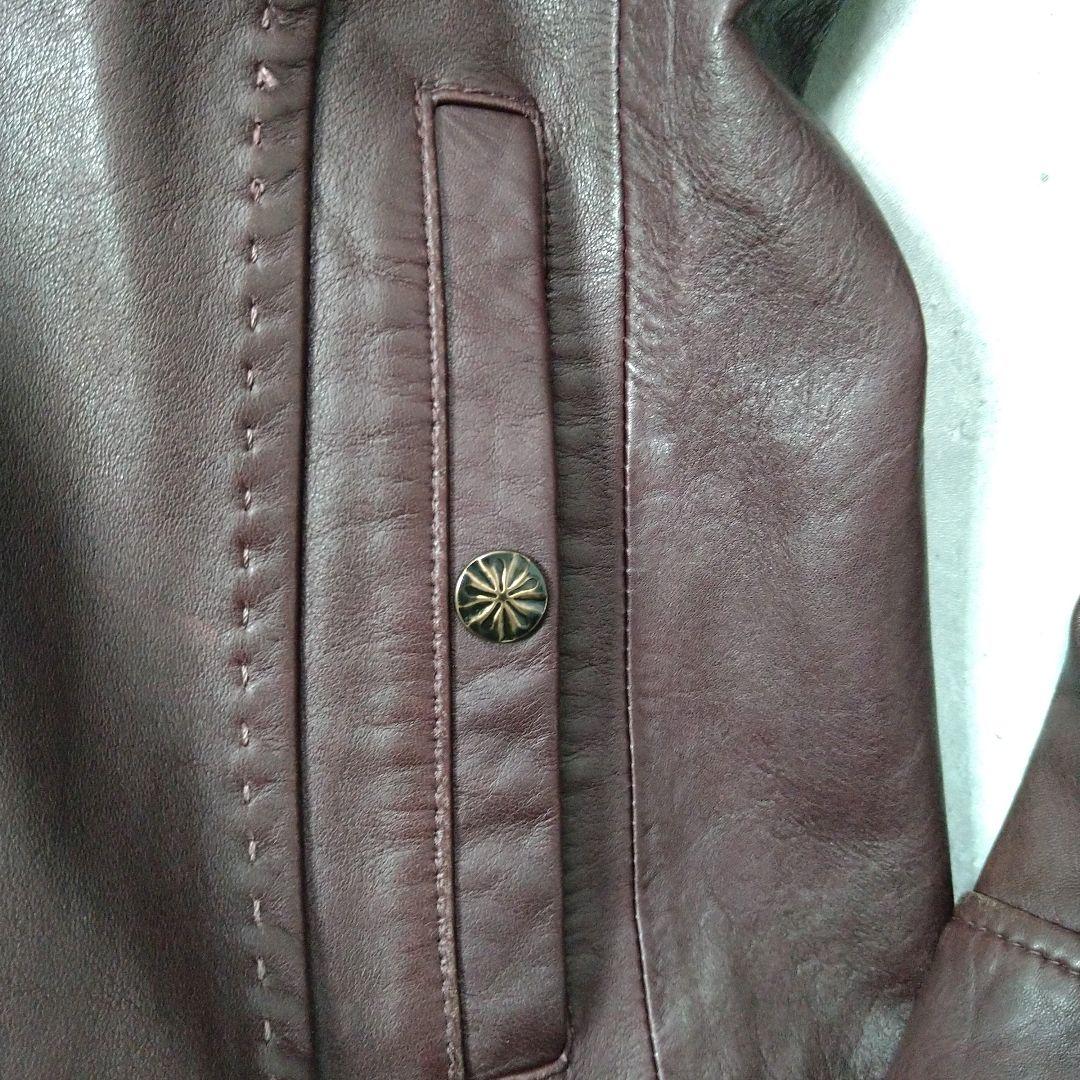 ムッシュニコル バーガンディ 羊革 50 レザー シングルライダース