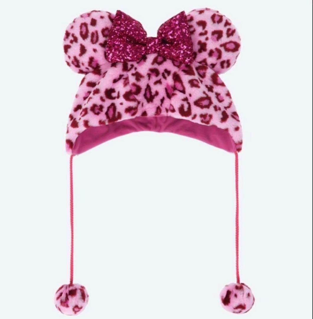 ディズニー ミニーちゃんヒョウ柄ファンキャップピンク