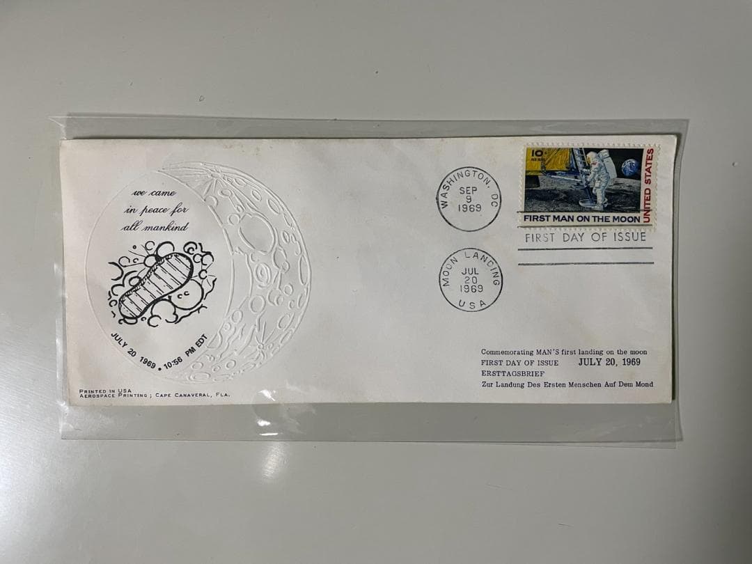 アポロ11号月面着陸記念切手初日カバー、アポロ10号月面着陸記念メダル