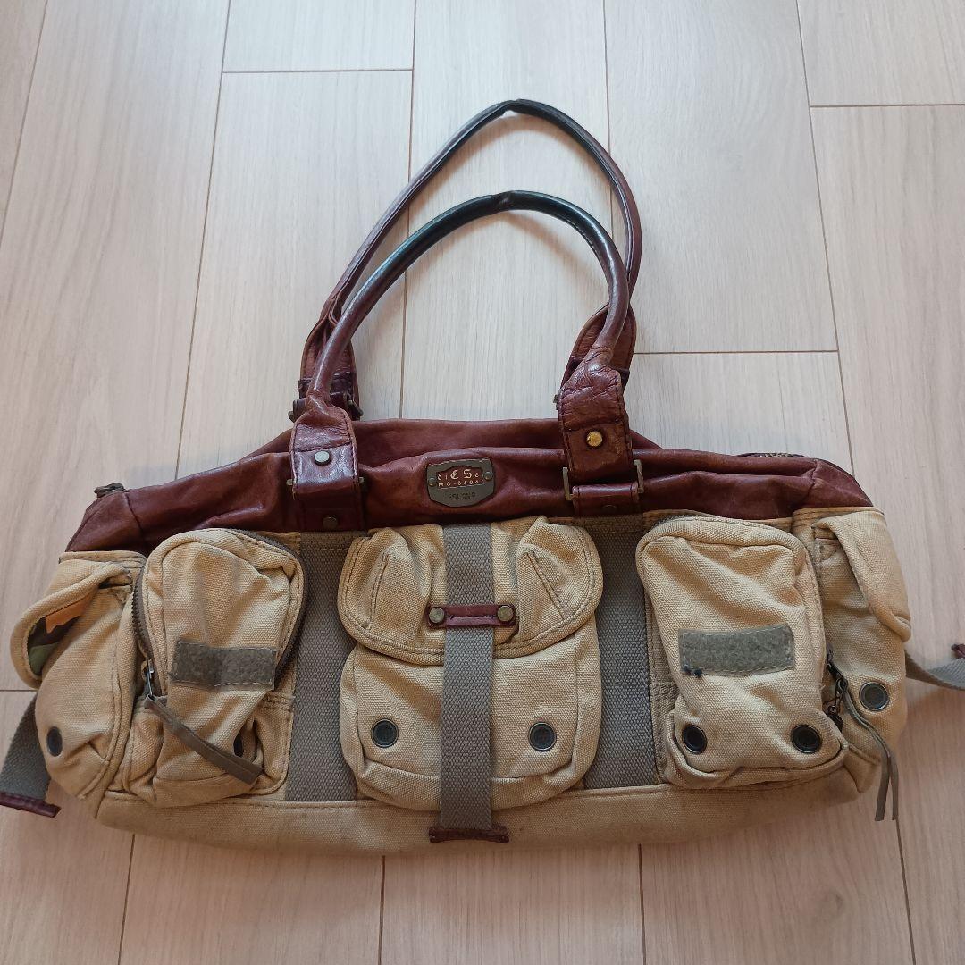 ディーゼル　トートバッグ ベージュとブラウン キャンバス