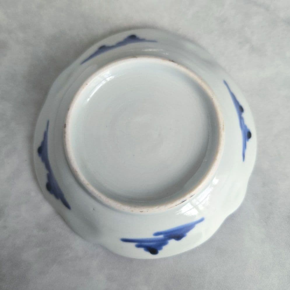 古伊万里 染付小皿 江戸時代 漁師 漢詩 金直し 金継ぎ アンティーク