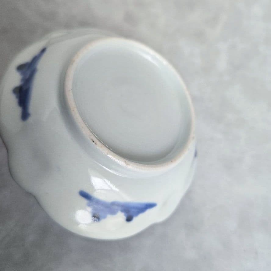 古伊万里 染付小皿 江戸時代 漁師 漢詩 金直し 金継ぎ アンティーク