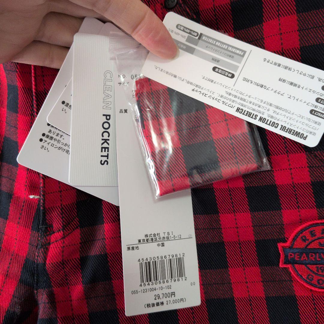 PEARLY GATES 赤黒チェック スリムフィットパンツ S - メルカリ