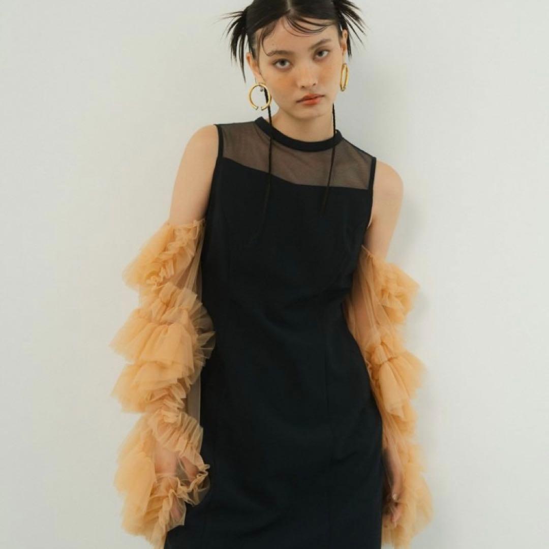 【美品】ANDRESED detached sleevedress ネイビーS ANDRESD ドレス ディタッチドスリーブドレス / detached sleeve dress