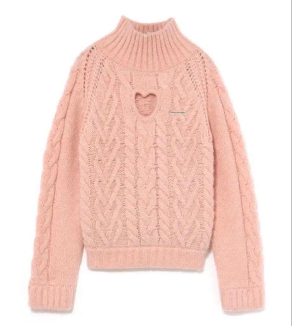 andmary Mary heart knit tops pink