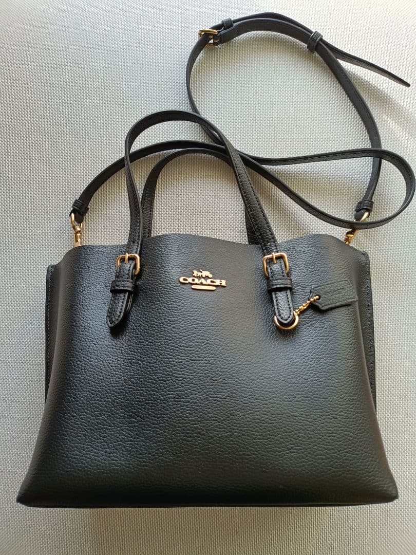 COACHモリートートブラックレザーバッグ COACH（コーチ） 国内発送 バッグ レディース トートバッグ レザー