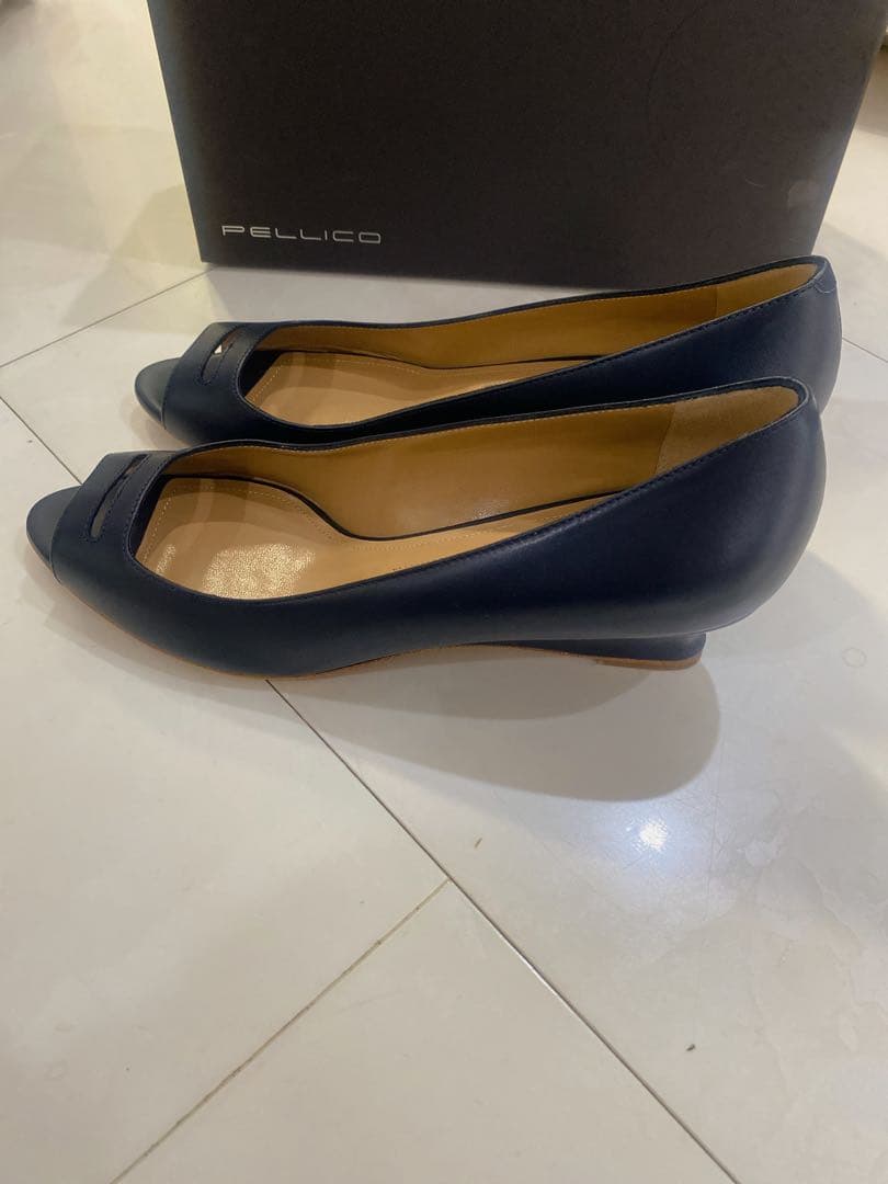 ペリーコ☆2025アネッリウェッジソールパンプス未使用ネイビー7.2万希少40