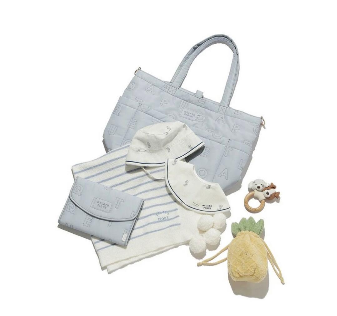 美品 ジェラートピケ アルファベットキルティング マザーズバック