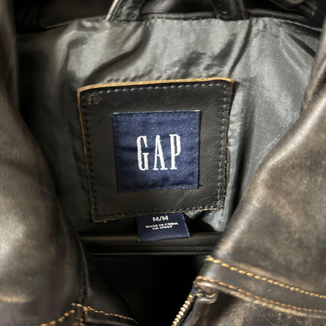 GAP old gap 90s レザージャケット 紺タグ ヴィンテージ加工 - メルカリ