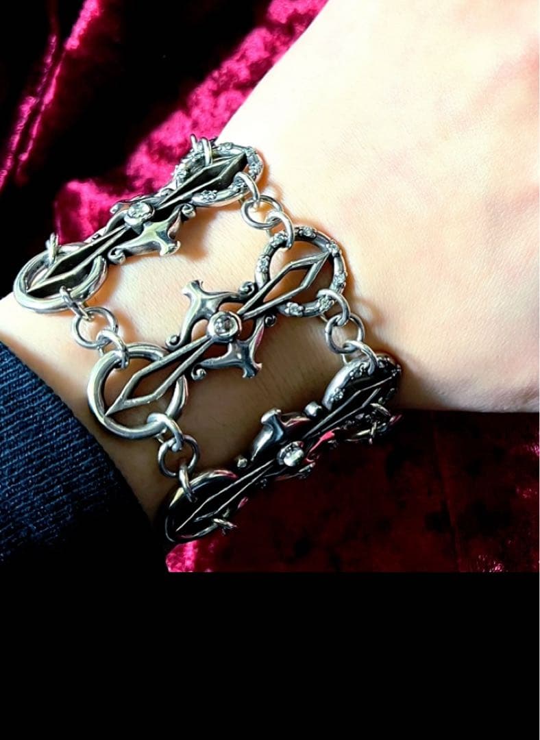 【激レア】clan.t.i シルバー 925 水晶 メンズ ブレスレット