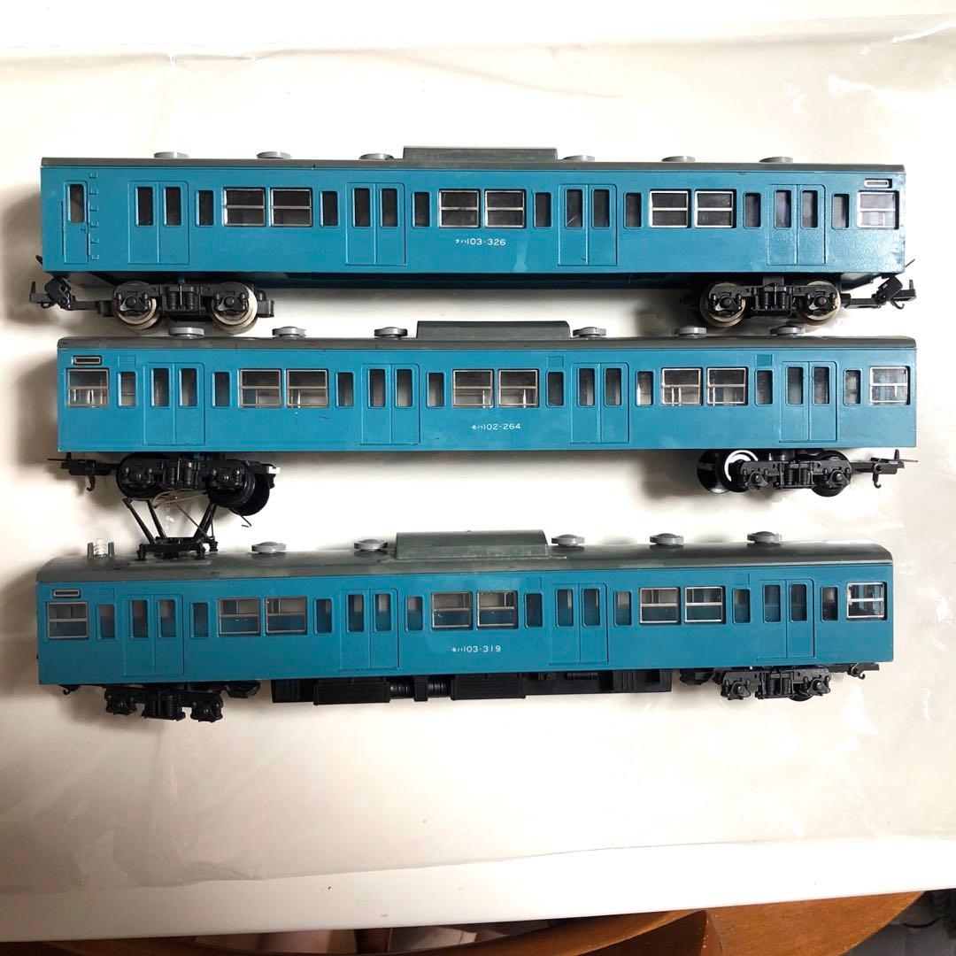 HOゲージ 103系通勤電車　スカイブルー　3両セット