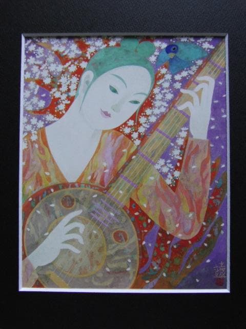 鈴木靖将、「花めぐわし」、希少な画集より、 新品高級額装付、状態良好