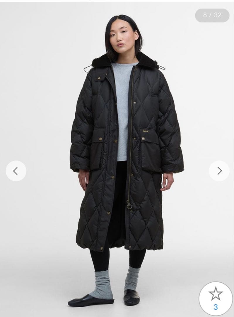 Barbour Yasminキルティング ダウン ジャケット ロング タグ有り