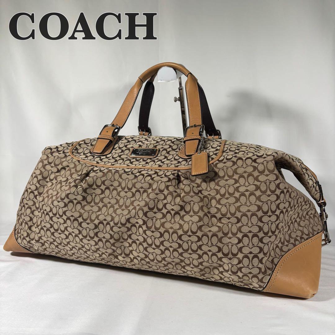 コーチ COACH ボストンバッグ ミニシグネチャー 総柄 キャンバス ブラウン