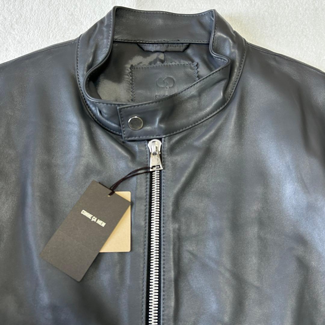 新品 未使用 25AWコムサメン ラムレザー シングルライダースジャケット