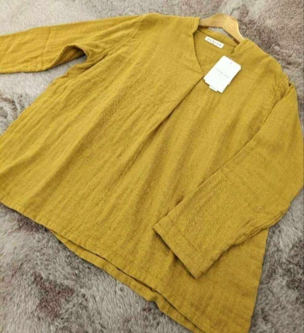 UCHINO マスタード 長袖パジャマ　М UCHINO パジャマ メンズ ガーゼパジャマ マシュマロガーゼパイピング