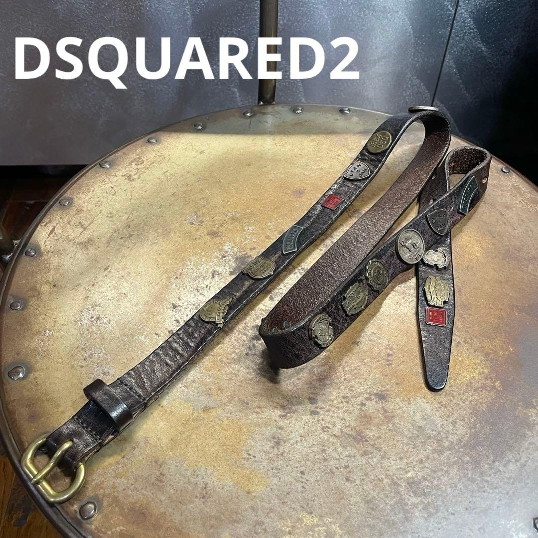 DSQUARED2 ディースクエアード スタッズレザーベルト ブラウン - メルカリ