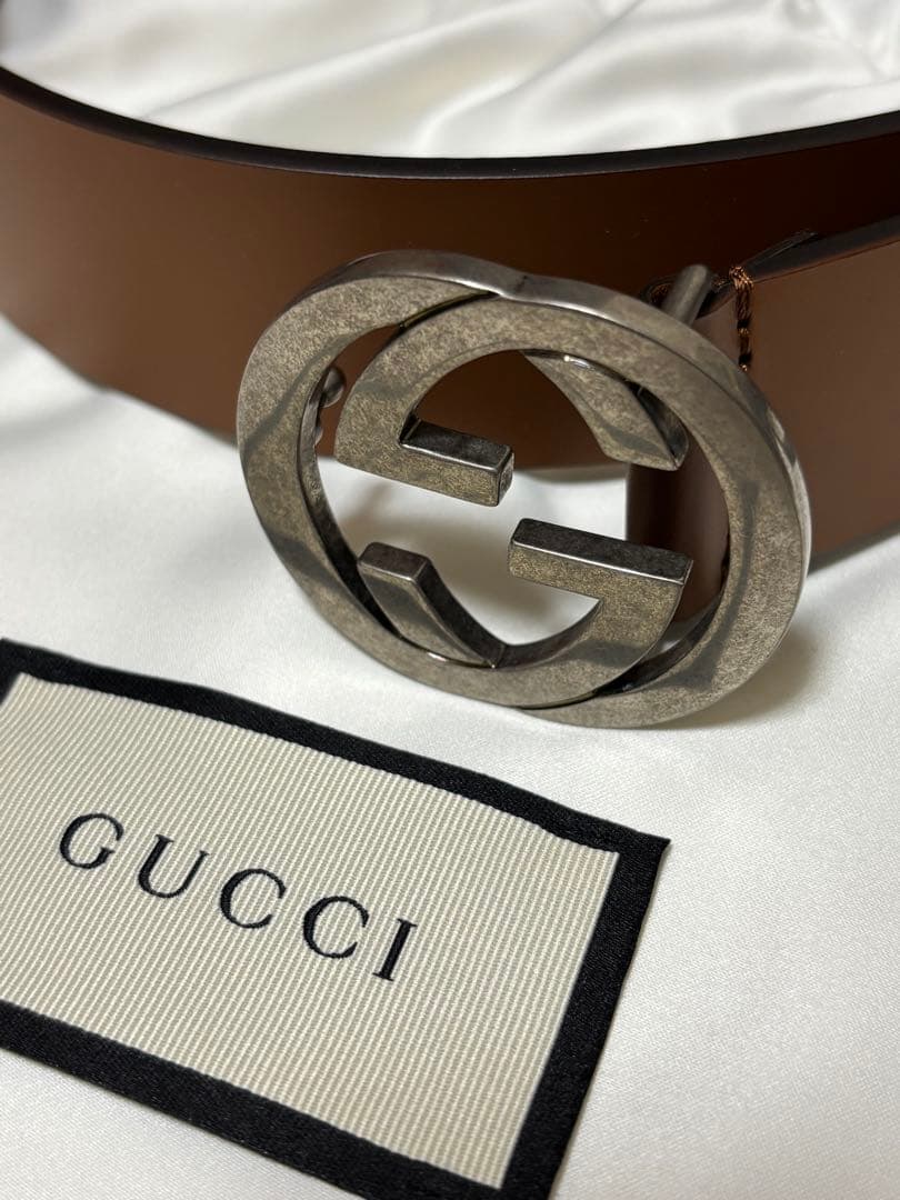 GUCCI インターロッキングG バックル レザー ベルト