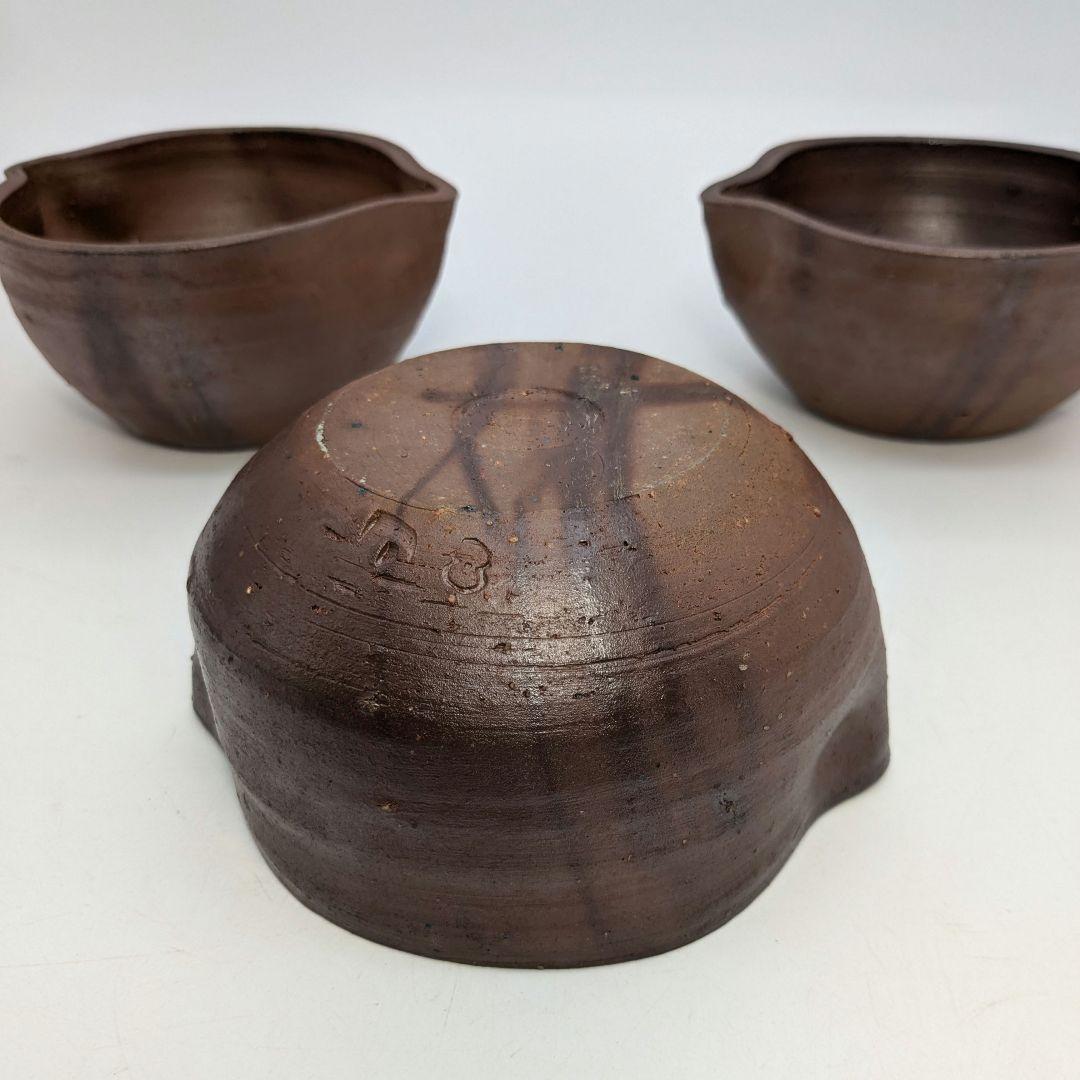 藤原博 備前焼 小鉢6客 共箱 向付 和食器 容器 日本料理 在銘 緋襷